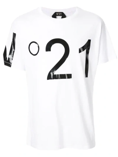 N°21 Logo印花t恤 In White