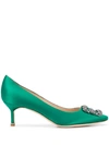 Manolo Blahnik Hangisi 50mm Bejewelled Detail Pumps In Turquoise