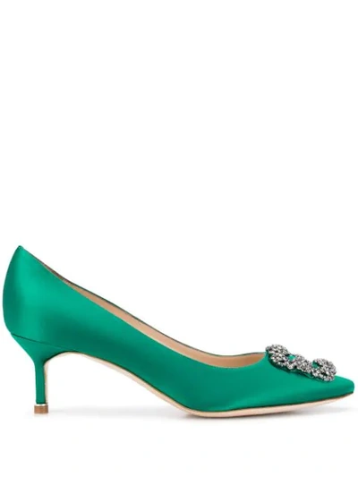 Manolo Blahnik Hangisi 50mm Bejewelled Detail Pumps In Turquoise