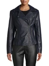 Max Studio Women's Classic Faux Leather Jacket In Navy