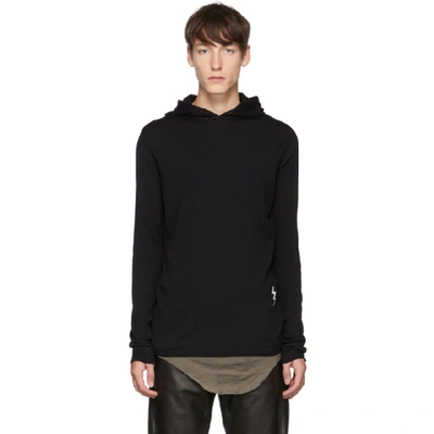 Rick Owens Black Boiled Cashmere Hoodie