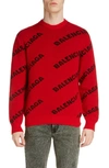 BALENCIAGA CREWNECK LOGO WOOL BLEND SWEATER,547831T1473