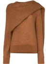 REJINA PYO KNITTED WRAP-STYLE SCARF JUMPER