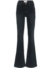 Frame Le Pixie Cropped High-rise Flared Jeans In Black