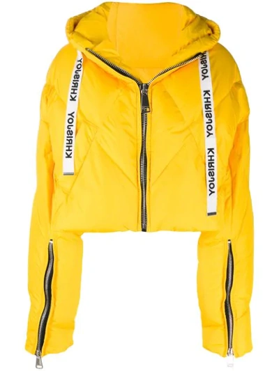 Khrisjoy Cropped Puffer Jacket In Yellow
