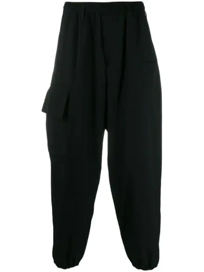 Yohji Yamamoto 黑色罗纹裤腰长裤 In Black