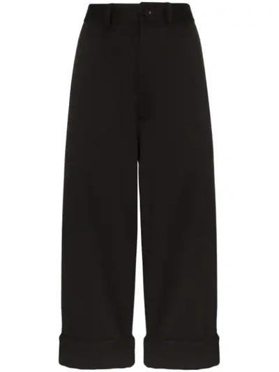 Y-3 Black Trousers With Tone On Tone Edges