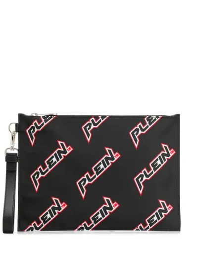 Philipp Plein Logo Print Clutch In Black