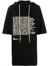 Rick Owens Drkshdw Quote Print Hoodie In Black