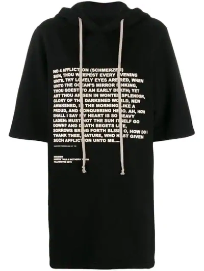 Rick Owens Drkshdw Quote Print Hoodie In Black