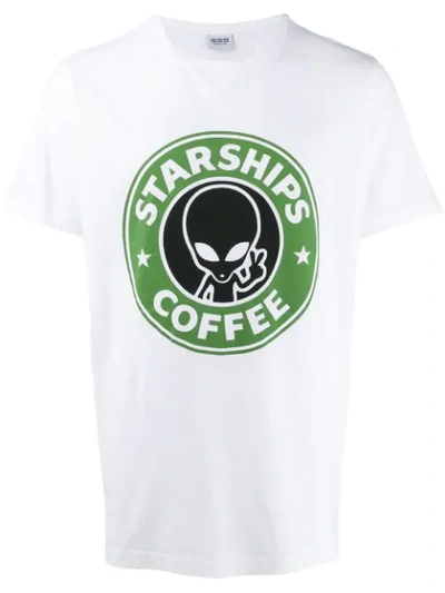 Sss World Corp Starships Coffee Print T-shirt In White