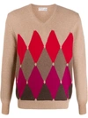 Ballantyne Argyle Knit Sweater In Brown