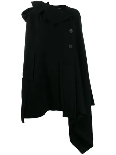 Yohji Yamamoto Fatch Work Cloak Coat In Black