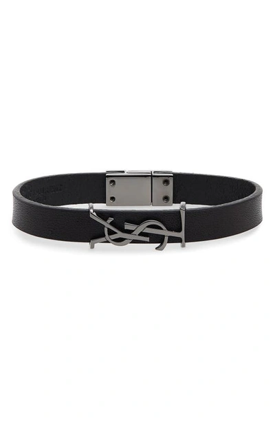 Saint Laurent Ysl Buckle-fastening Bracelet In Black