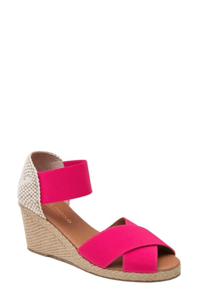 Andre Assous Erika Espadrille Wedge In Neon Pink Fabric