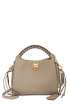 Mulberry Small Iris Leather Top Handle Bag In Solid Grey