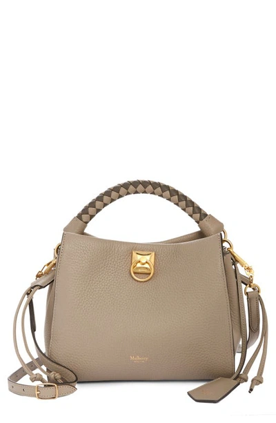 Mulberry Small Iris Leather Top Handle Bag In Solid Grey