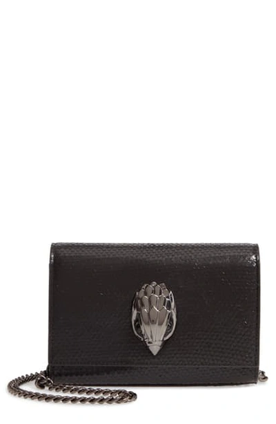 Kurt Geiger Small Shoreditch Snake Embossed Leather Clutch In Black