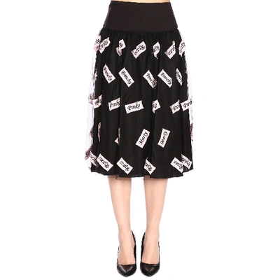 Pinko Black Polyester Skirt