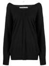 Alexander Wang Oversized Long-sleeve Pullover With Sheer Yoke In Black