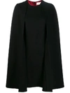 Sara Battaglia Dress L/s Crew Neck Pencil W/detachable Cape In Black