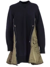 SACAI DRESS L/S CREW NECK W/SIDE ZIP,11062472