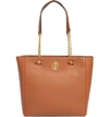 TORY BURCH CHELSEA LEATHER TOTE - BROWN,57165