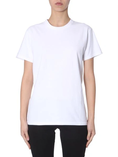 Helmut Lang Cotton Crew Neck T-shirt With Embroidered Logo In White