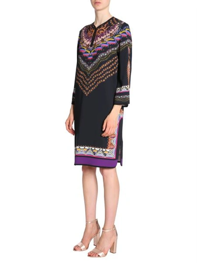 Etro Flower Printed Cady Tunic In Black