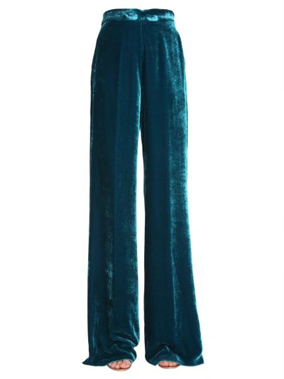 Etro Velvet Wide Trousers In Azure