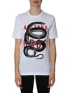 DSQUARED2 RENNY FIT COTTON T-SHIRT WITH EMBROIDERED SNAKE