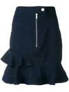 DEREK LAM 10 CROSBY WASHED CANVAS RUFFLE SKIRT