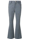 DEREK LAM 10 CROSBY CROPPED CHECK FLARE TROUSERS