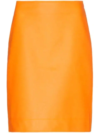 Ashley Williams High-waisted Vinyl Mini Skirt In Orange