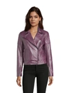 ROBERT GRAHAM WOMEN'S MONROE MEIC LEATHER JACKET IN MAGENTA SIZE: XL BY ROBERT GRAHAM