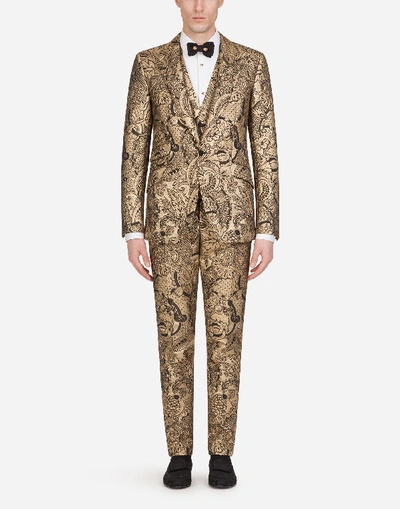 Dolce & Gabbana Jacquard Sicilia Suit In Gold