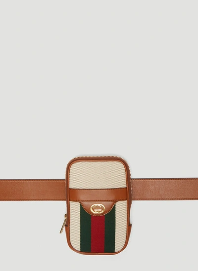 Gucci Vintage Canvas Iphone Bag In Beige