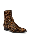 SAINT LAURENT SAINT LAURENT WYATT PONY HAIR HARNESS BOOTS IN NATUAL IN ANIMAL PRINT,BROWN,SLAU-MZ78