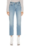 Re/done High-rise Stovepipe Jeans With Raw-edge Hem In Light Stone