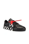 Off-white Black Leather Low Vulcanized Sneakers In Black & White