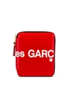 Comme Des Garçons Logo Zipped Wallet In Red