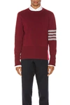 Thom Browne 4-bar Milano Stitch Merino Pullover In Red
