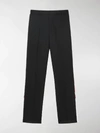 BURBERRY LOGO PRINT TWO-TONE WOOL MOHAIR TROUSERS,455902714450328