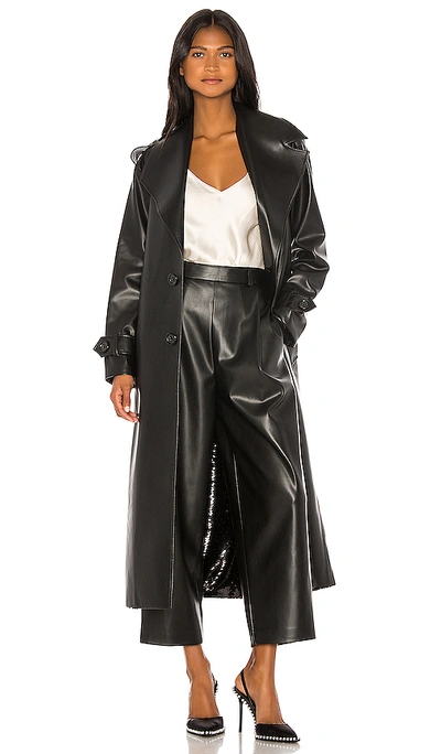 Anouki Double Sided Faux Leather Sequin Trench In Black