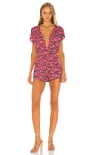 Endless Summer Resa Lucy Romper In Pink. In Fuchsia Floral