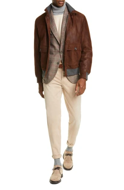 Brunello Cucinelli Overdye Denim Five-pocket Jeans In Sand