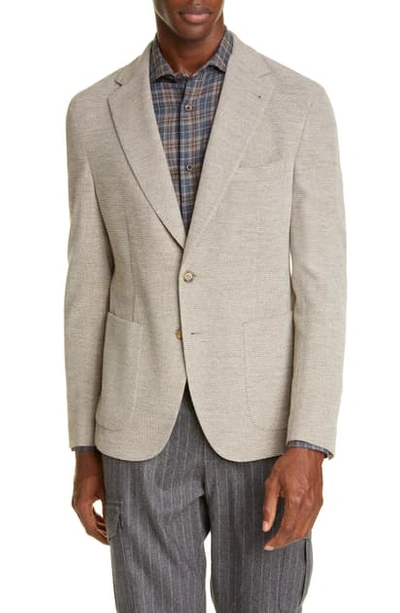 Eleventy Trim Fit Knit Wool & Cotton Sport Coat In Sand