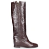 VIA ROMA 15 BOOTS COCCO CALFSKIN LOGO EMBOSSING METAL DECORATIONS BROWN