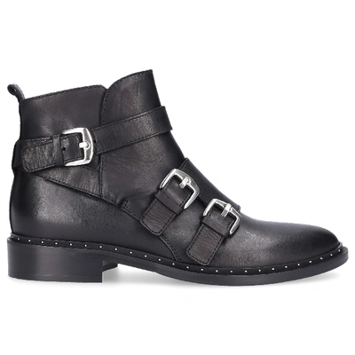 Via Roma 15 Ankle Boots Saint Barth Calfskin Rivets Black