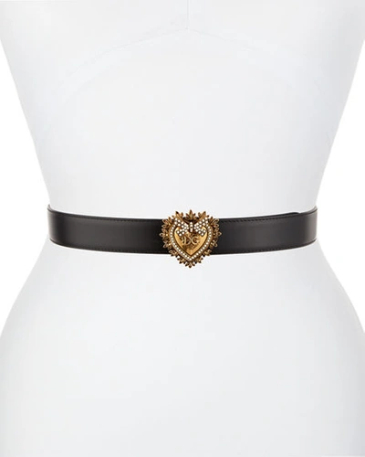 Dolce & Gabbana Devotion Leather Belt In Black